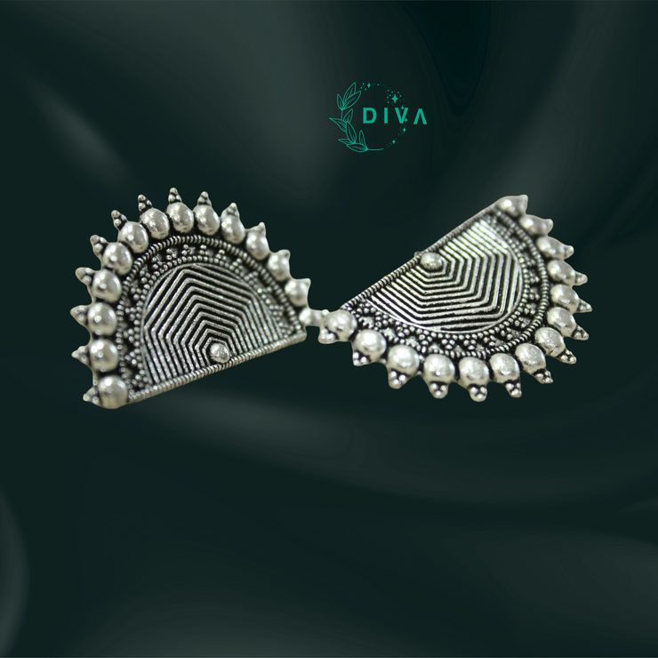 Tribal Radiance Half-Moon Stud Earrings