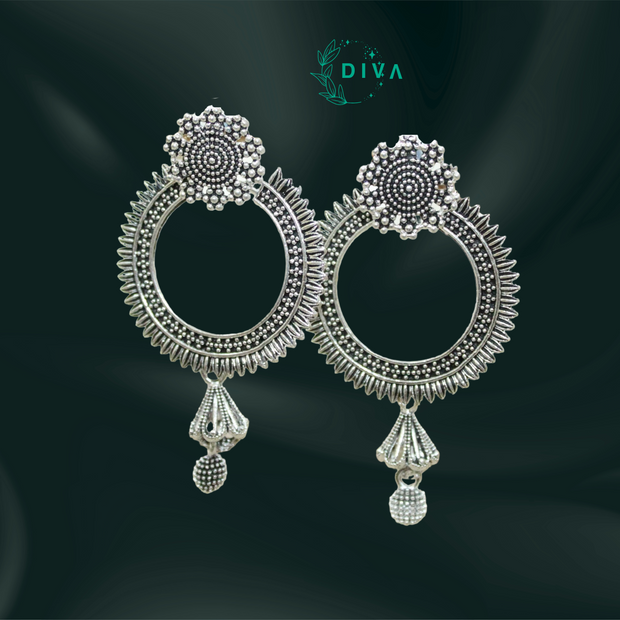 Vintage Radiance Oxidised Hoop Earrings