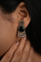 Black Peacock Pearl Jhumkis