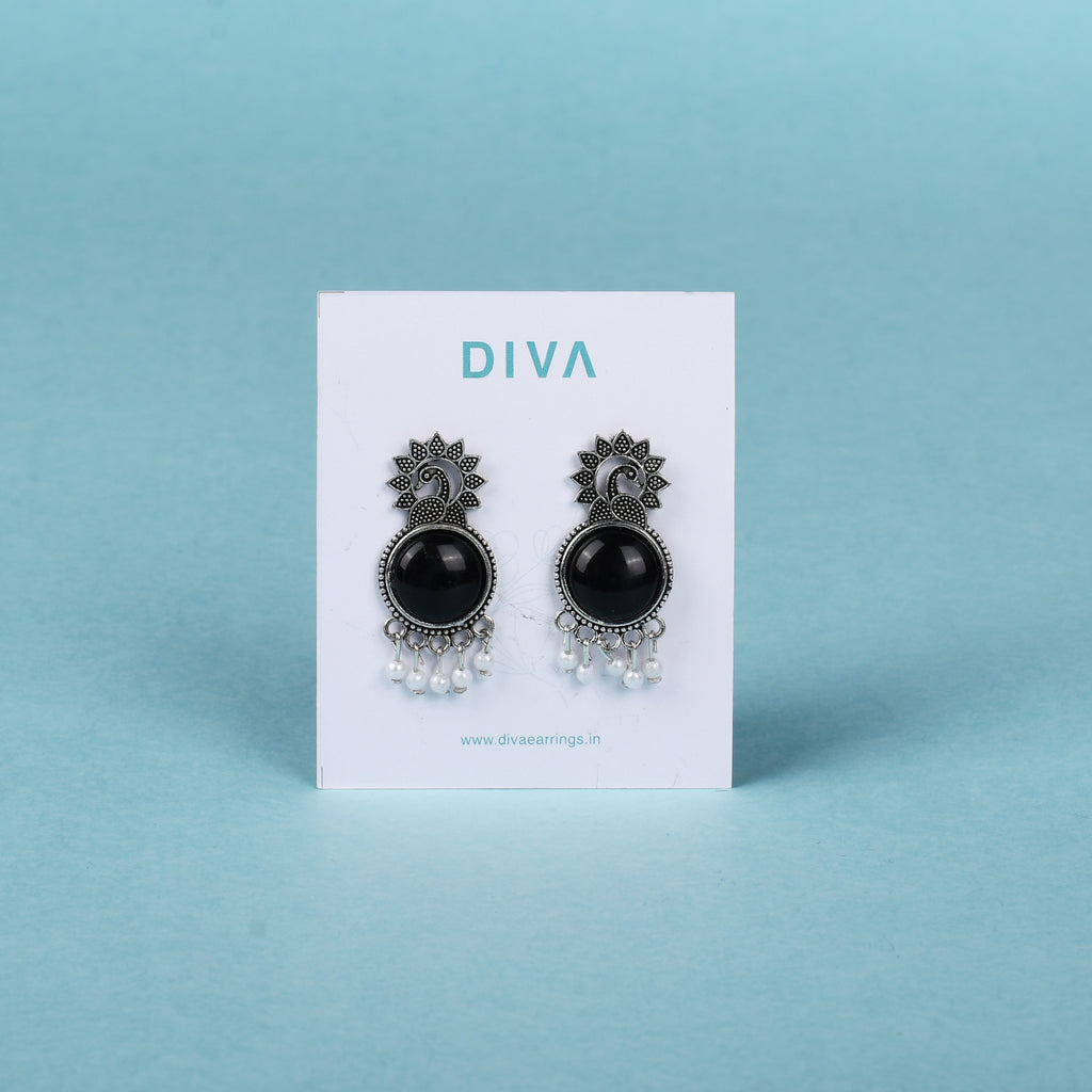 Black Peacock Pearl Jhumkis