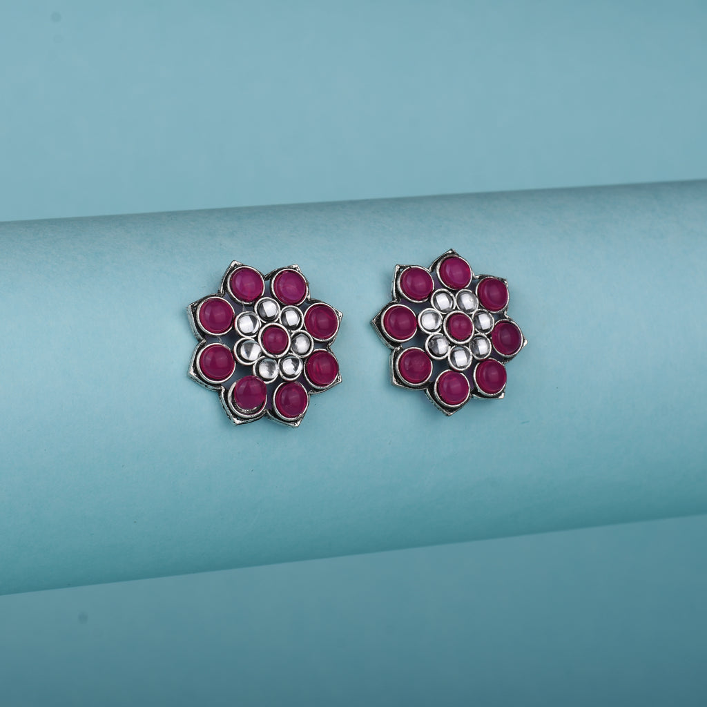 Ruby Floral Studs