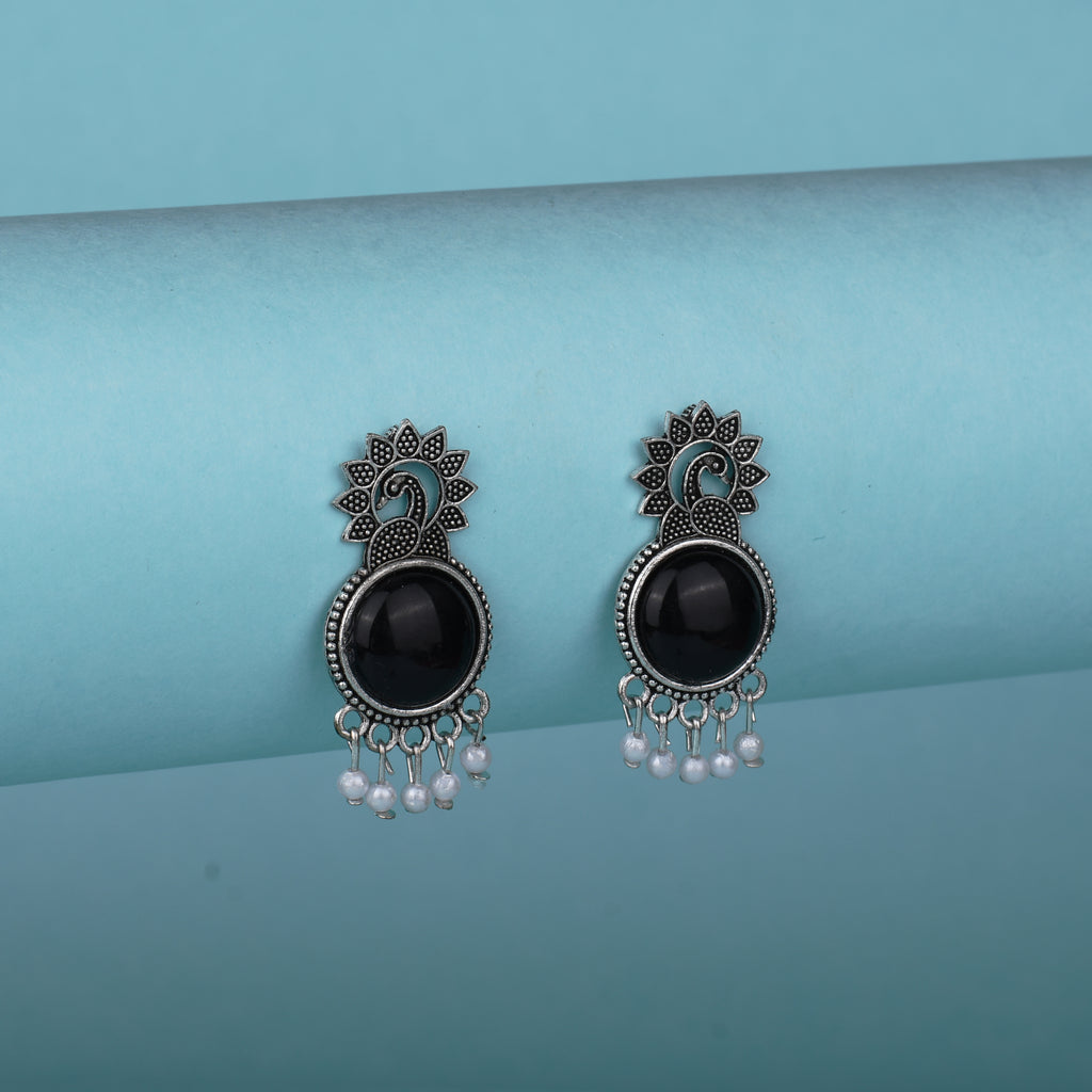 Black Peacock Pearl Jhumkis
