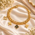 Floral Charm Layered Bracelet