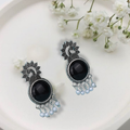 Black Peacock Pearl Jhumkis