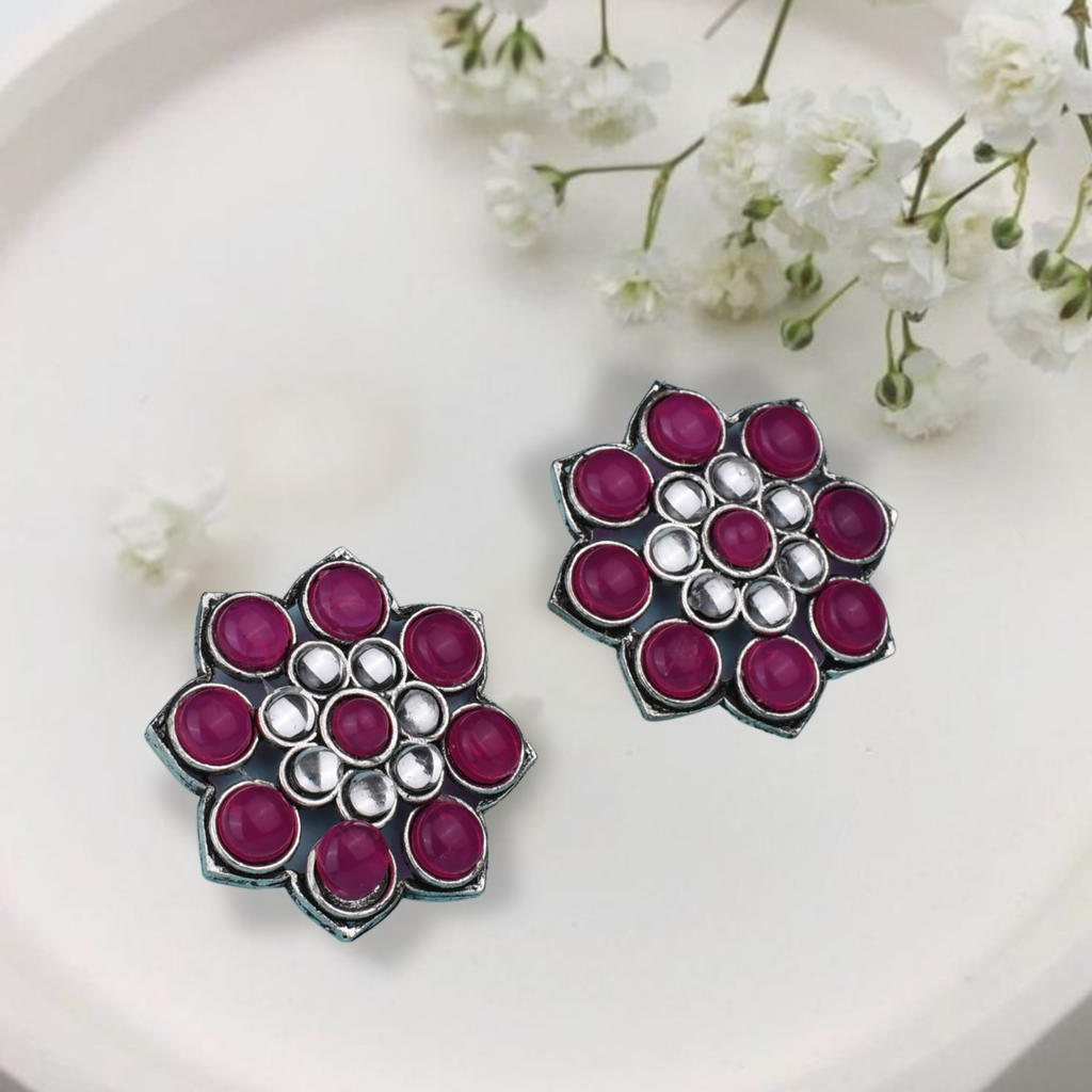 Ruby Floral Studs