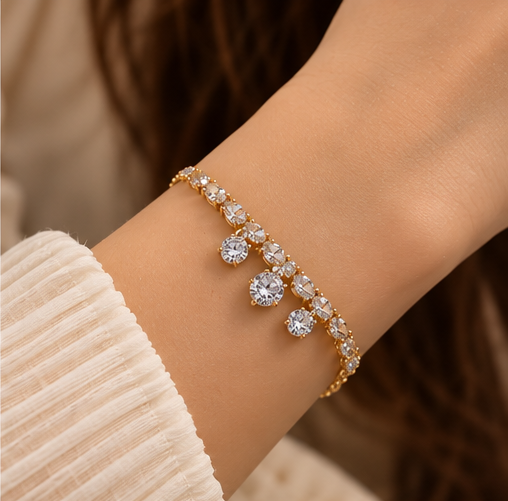 Triple Crystal Drop Tennis Bracelet