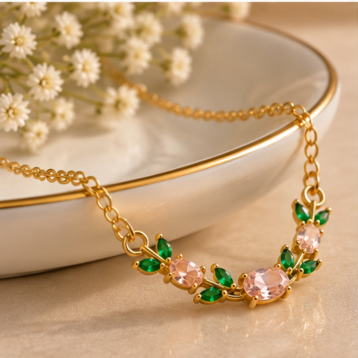 Pink Tulip Blossom Necklace