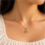 Aqua Butterfly Heart Necklace